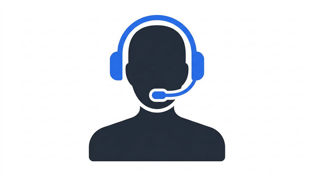 Customer service representative icon wearing blue headset