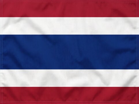 Thailand flag fabric texture background red white and blue stripes