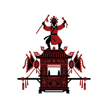 Traditional japanese festival palanquin with performer