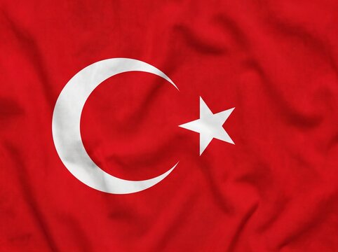 Turkey flag fabric texture background red with white crescent and star