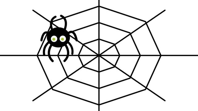Cute cartoon spider on a web illustration.