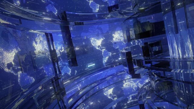 abstract blue background with world map