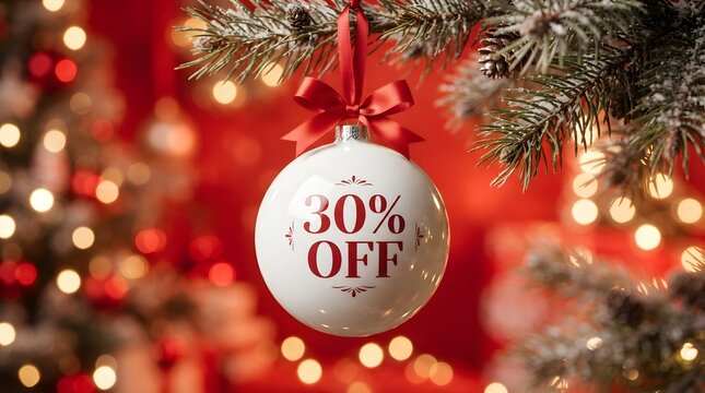 Christmas ornament with 30 percent off discount text