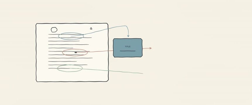 Hand drawn document annotation extracts title date and action into a task summary, scope