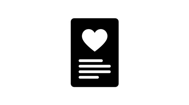 Heart shape document file icon for medical record and personal data entry