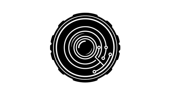 Circular circuit board pattern with black elements for technology design
