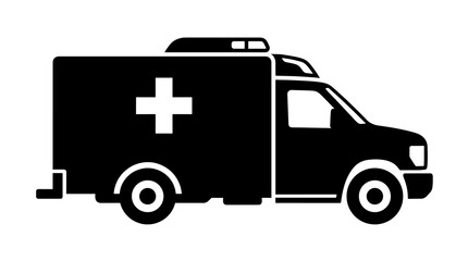 Black silhouette ambulance vehicle graphic design on transparent surface © ＰＮＧ・アート