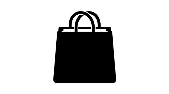 Black shopping bag icon for retail store purchase and fashion industry