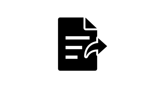 Black file export icon with arrow indicating document sharing web system