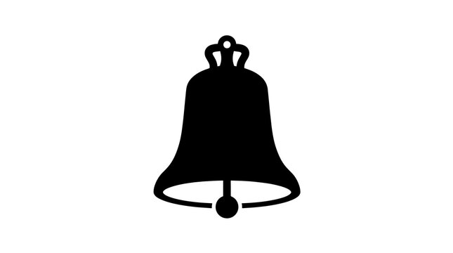 Black bell silhouette with crown detail on transparent background icon