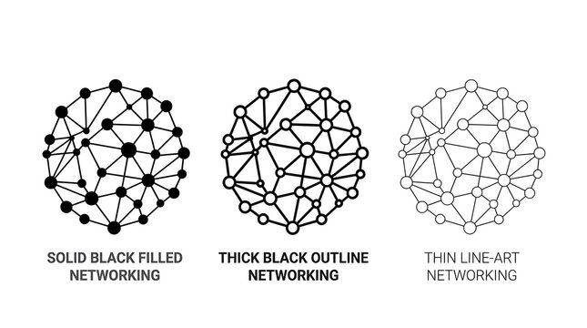 Network connection nodes set isolated on transparent background for
