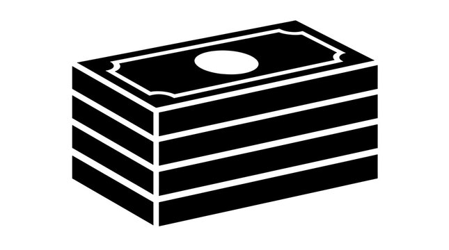 Money stack flat black icon for banking financial and commercial savings