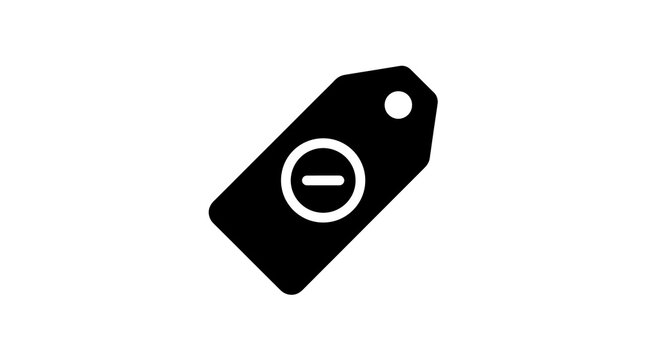 Price tag featuring minus symbol isolated on a clean transparent surface
