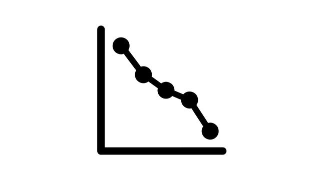 Decreasing line chart graph icon on a plain isolated transparent background