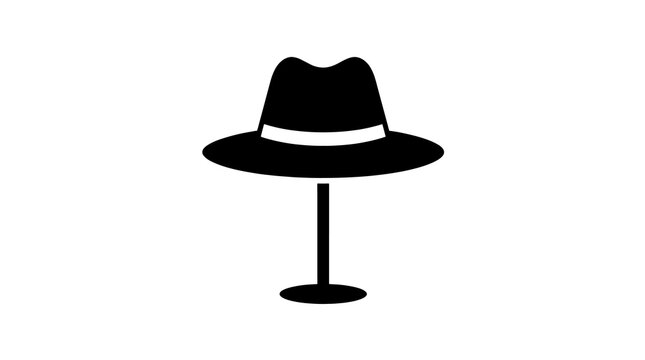 Black fedora hat silhouette on stand for classic formal fashion display