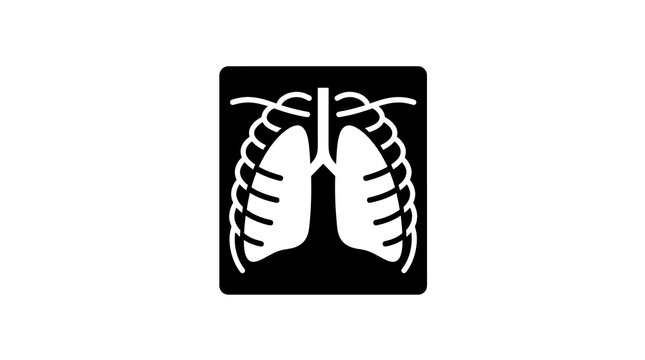 Human lungs xray scan icon black medical graphic for pulmonary analysis