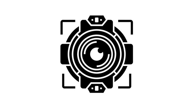 Camera lens mechanical iris icon black design for photography equipment