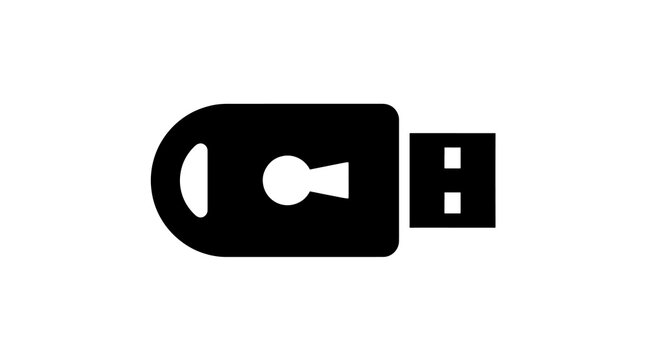 Encrypted usb drive flash memory storage device with keyhole symbol