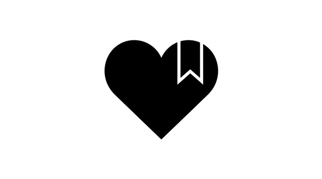 Heart shape icon with bookmark ribbon element for love and favorite uses