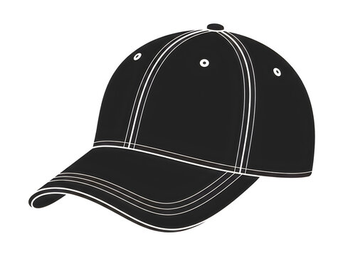 Black baseball cap with white stitching