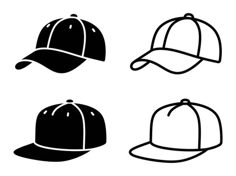 Black baseball caps from different angles