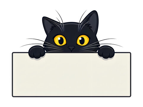 Black cat peeking over a gray ledge