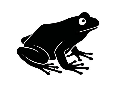 Black silhouette frog sitting still