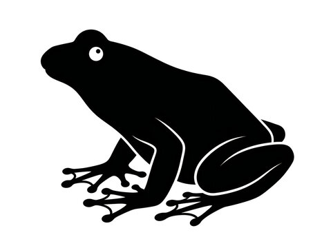 Black silhouette frog sitting still