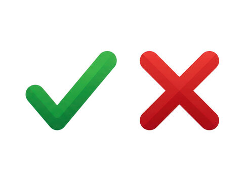 Green check mark and red cross icon pair