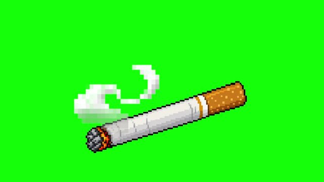 Cigarette with smoke animation in cartoon vector style for addiction awareness
