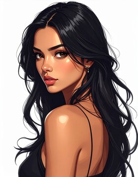 portrait of a woman looking over her shoulder 