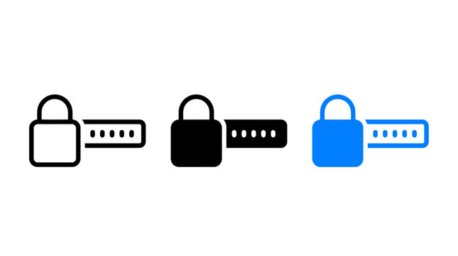 Password entry lock icon design set illustration isolated on white