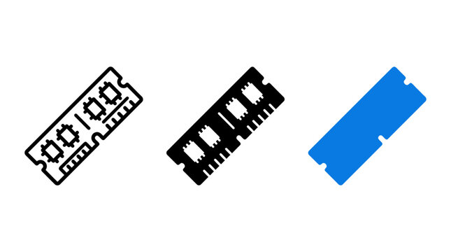 RAM memory computer chip icon set vector design illustration collection