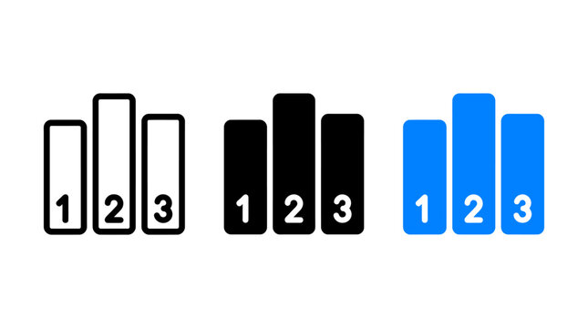 Ranking and position chart icon design set with numbers one two three