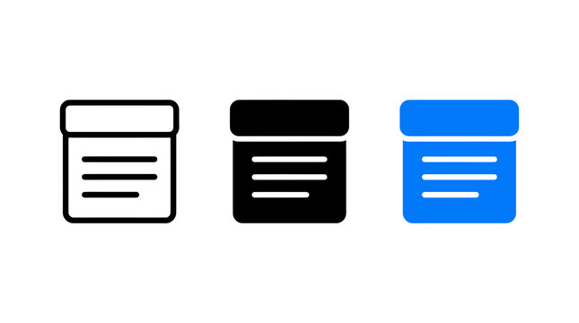 Running header icon design set with document symbol and text lines layout