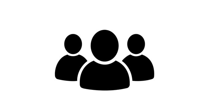 Animated team of people icon representing social network, community growth, 4k