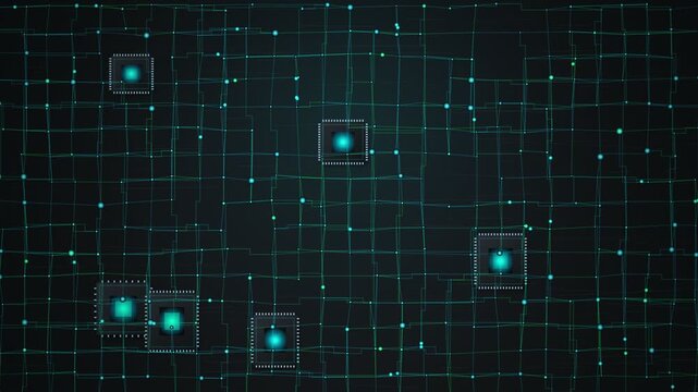 Futuristic Electronic Circuitry Glowing Pathways Seamless Loop