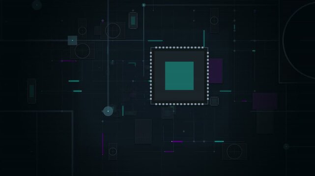 Futuristic Multilayer Transparent Circuit Board with Cybernetic Pulses
