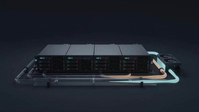 Server heat is removed by a continuous cooling system that circulates cool flow and stabilizes temperature in a clean seamless data center loop.