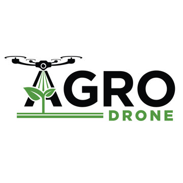 Drone agriculture logo design, modern technology agriculture, drone with spray drops or air treatment of the field with herbicides or fertilizer. logo design vector.
