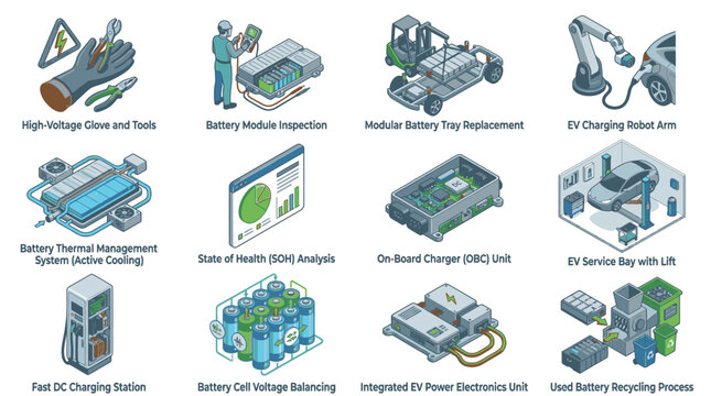 Comprehensive Electric Vehicle Battery Maintenance and Service Solutions Infographic