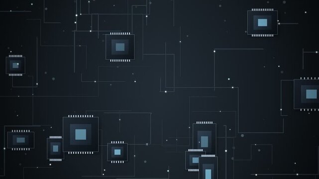 Futuristic Circuit Board Macro Animation with Luminous Signals
