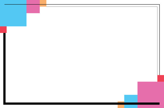 Memphis Style Colorful Frame Background with Abstract Geometric Shape Border. 24