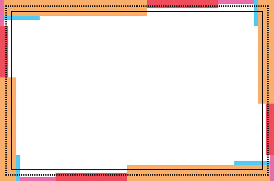 Memphis Style Colorful Frame Background with Abstract Geometric Shape Border. 27