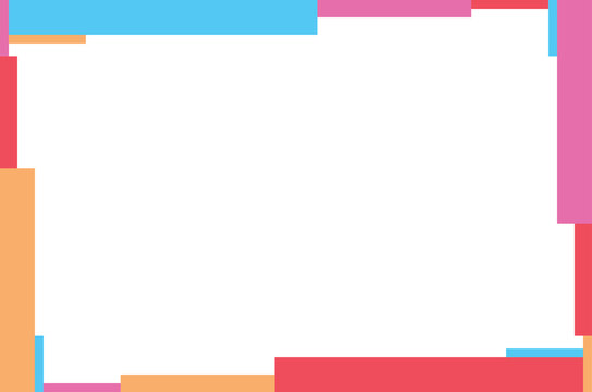 Memphis Style Colorful Frame Background with Abstract Geometric Shape Border. 28