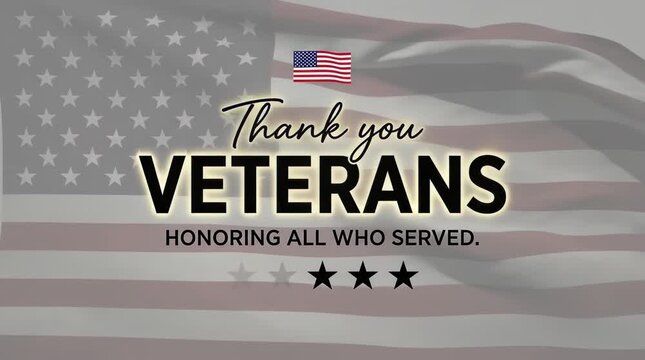 Thank You Veterans Professional Poster Design Honoring All Who Served with Waving American Flag