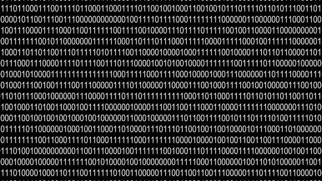 Minimalist White Binary Code Animation with Digital Falling Matrix Data Stream Hack Loop on Dark Background