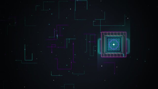 Futuristic Quantum Computing Processor with Glowing Superconducting Circuits