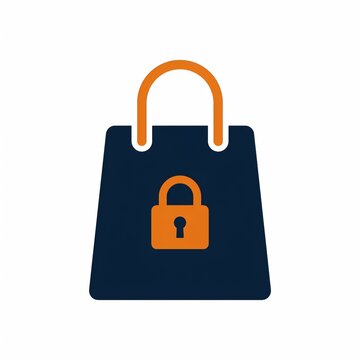 Secure Online Shopping Bag and Lock Icon