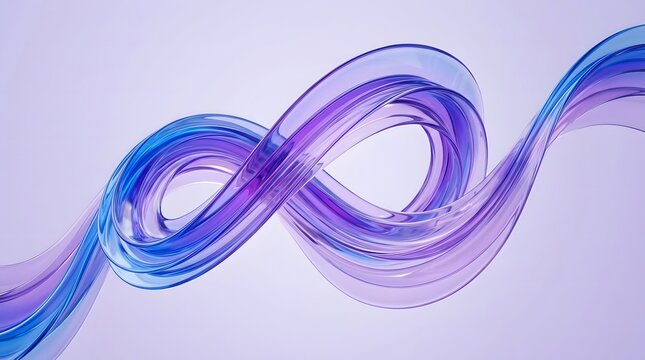 Abstract infinity loop made of flowing blue and purple transparent
